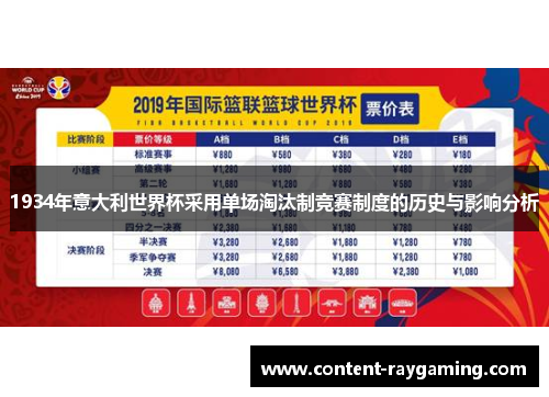1934年意大利世界杯采用单场淘汰制竞赛制度的历史与影响分析
