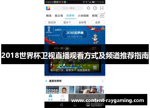 2018世界杯卫视直播观看方式及频道推荐指南